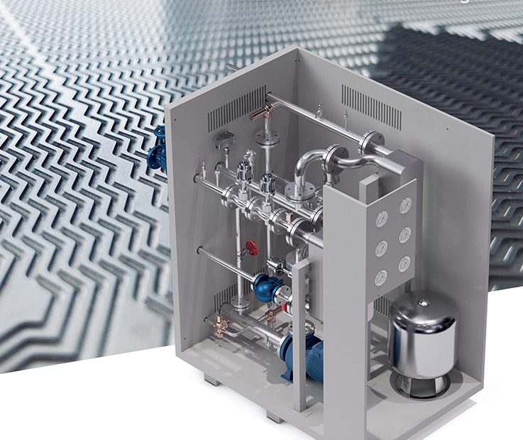 Immagine che mostra uno scambiatore PCHE per stazioni rifornimento idrogeno.